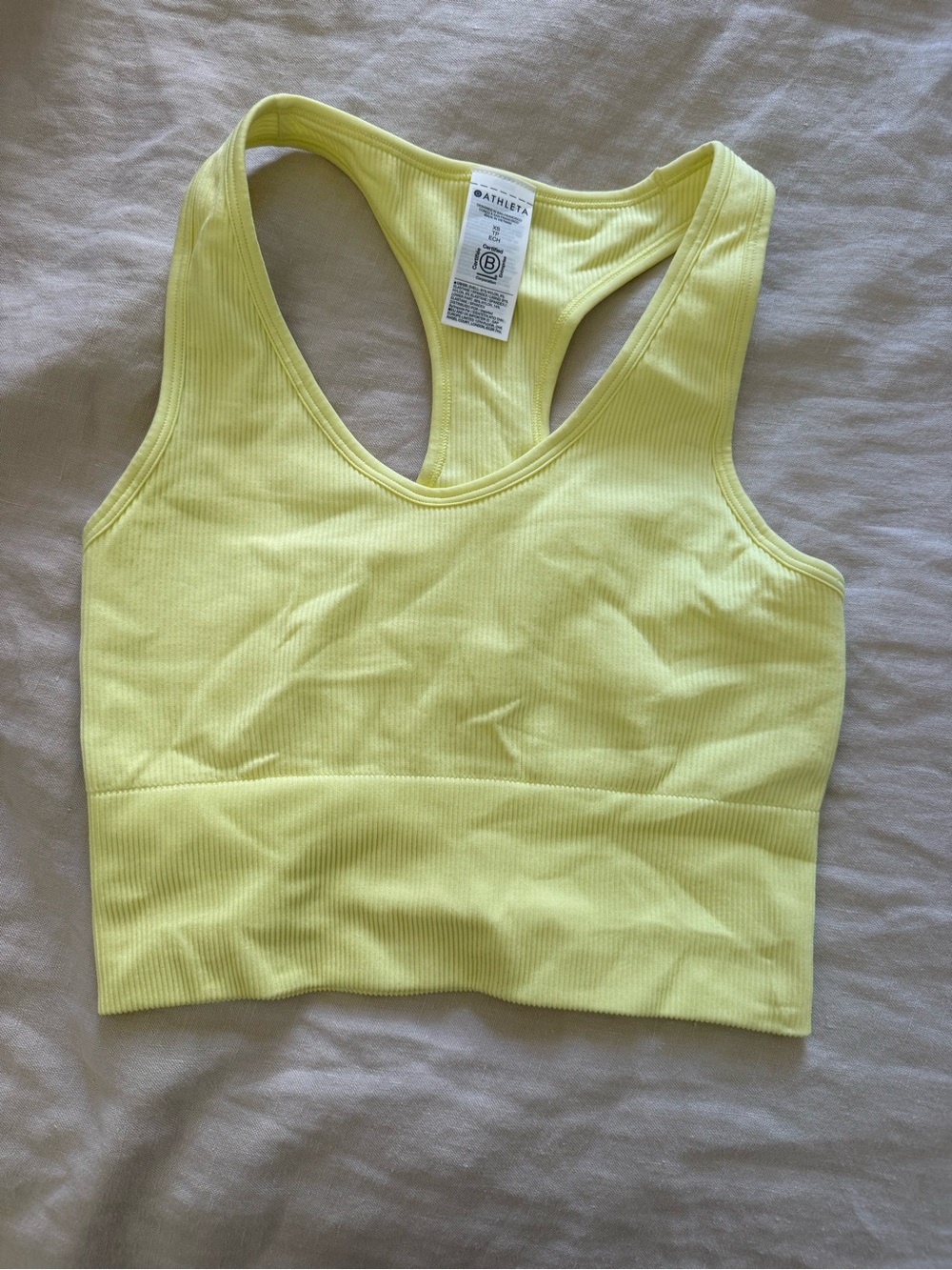 Athleta Lemon Ribbed Racerback Sports Bra